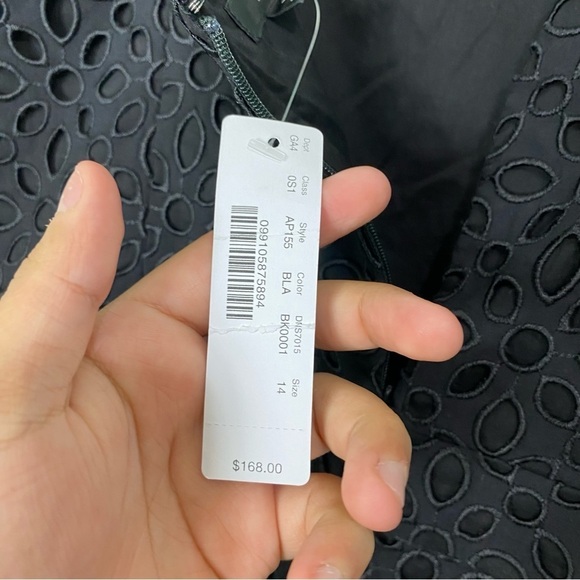 J Crew‎ Black Ruffle Jumpsuit Eyelet Sz 14 AP155 - Picture 5 of 7